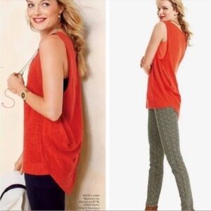 CABI LINEN BLEND ASYMMETRICAL HEM SIREN VEST TANK TOP SIZE XS NWT ORANGE